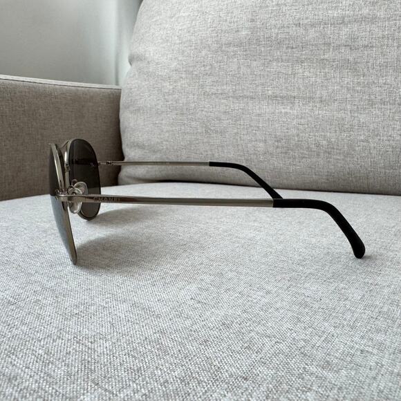 CHANEL Pilot Silver Mirrored Lens Sunglasses With Case Aviator Oversized Logo - Picture 3 of 9